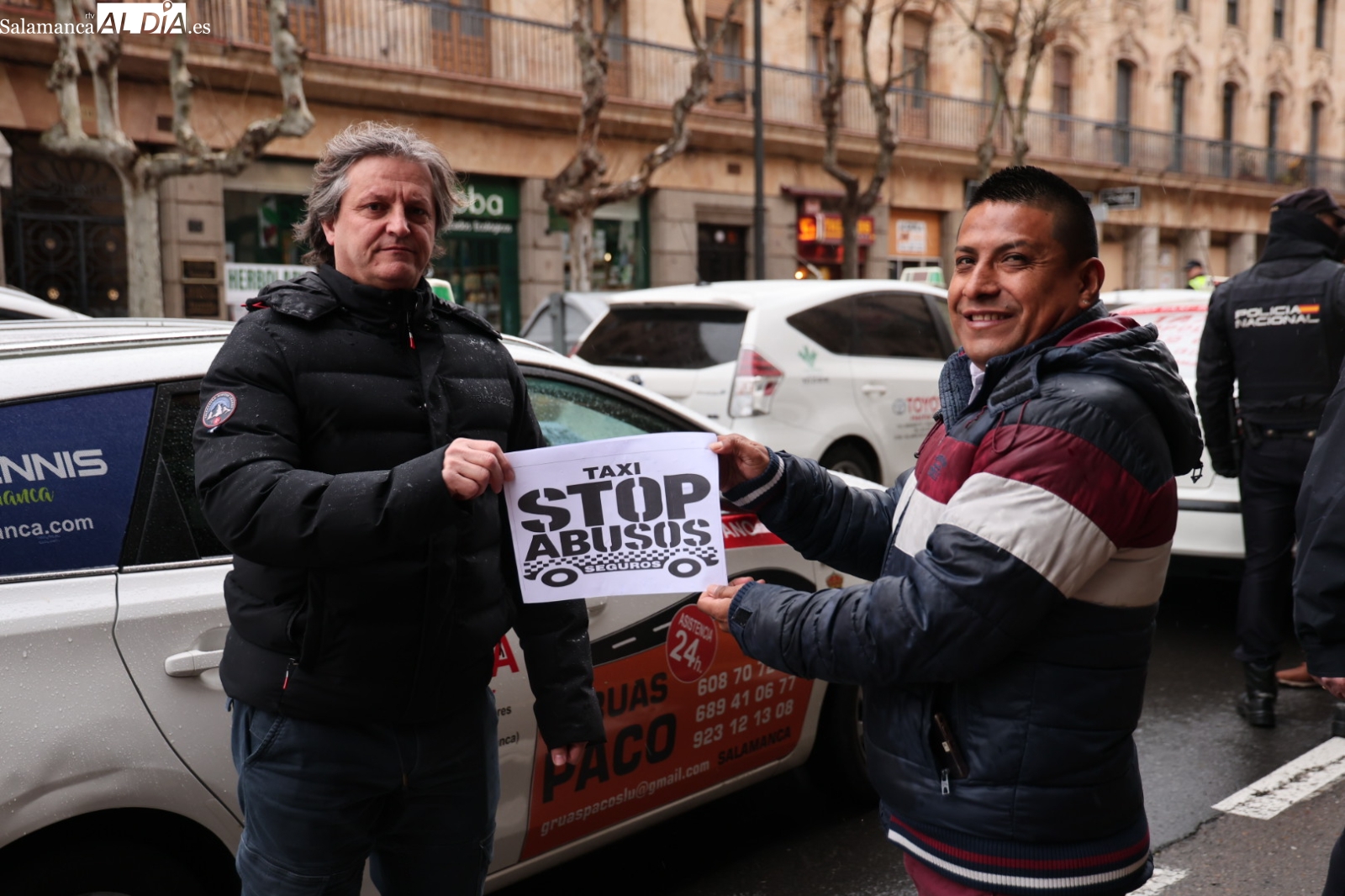 Manifestación de los taxis en Salamanca