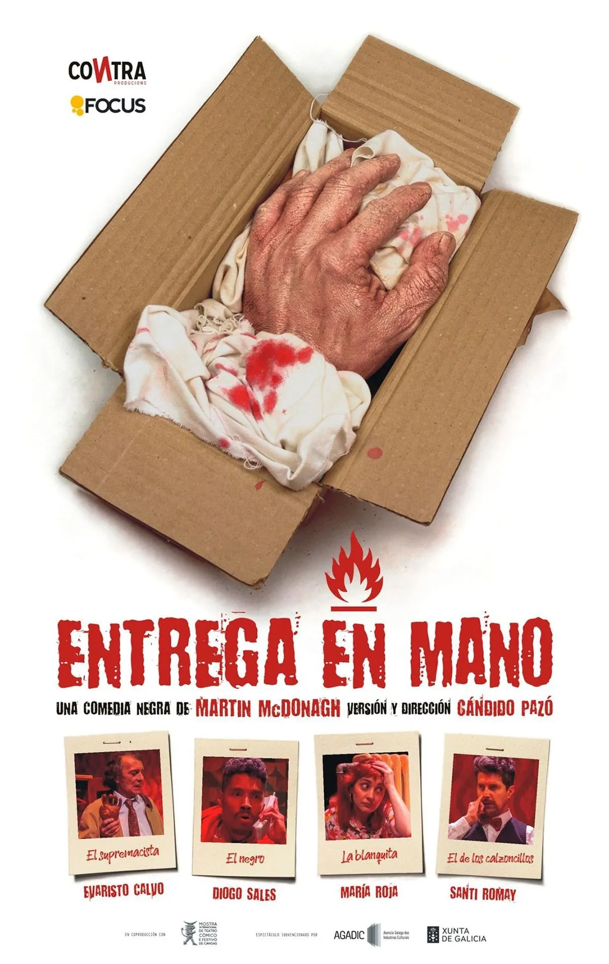 8 de marzo (sábado). Obra de teatro 'Entrega en mano' con Evaristo Calvo, Santi Romay, María Roja y Diogo Sales 