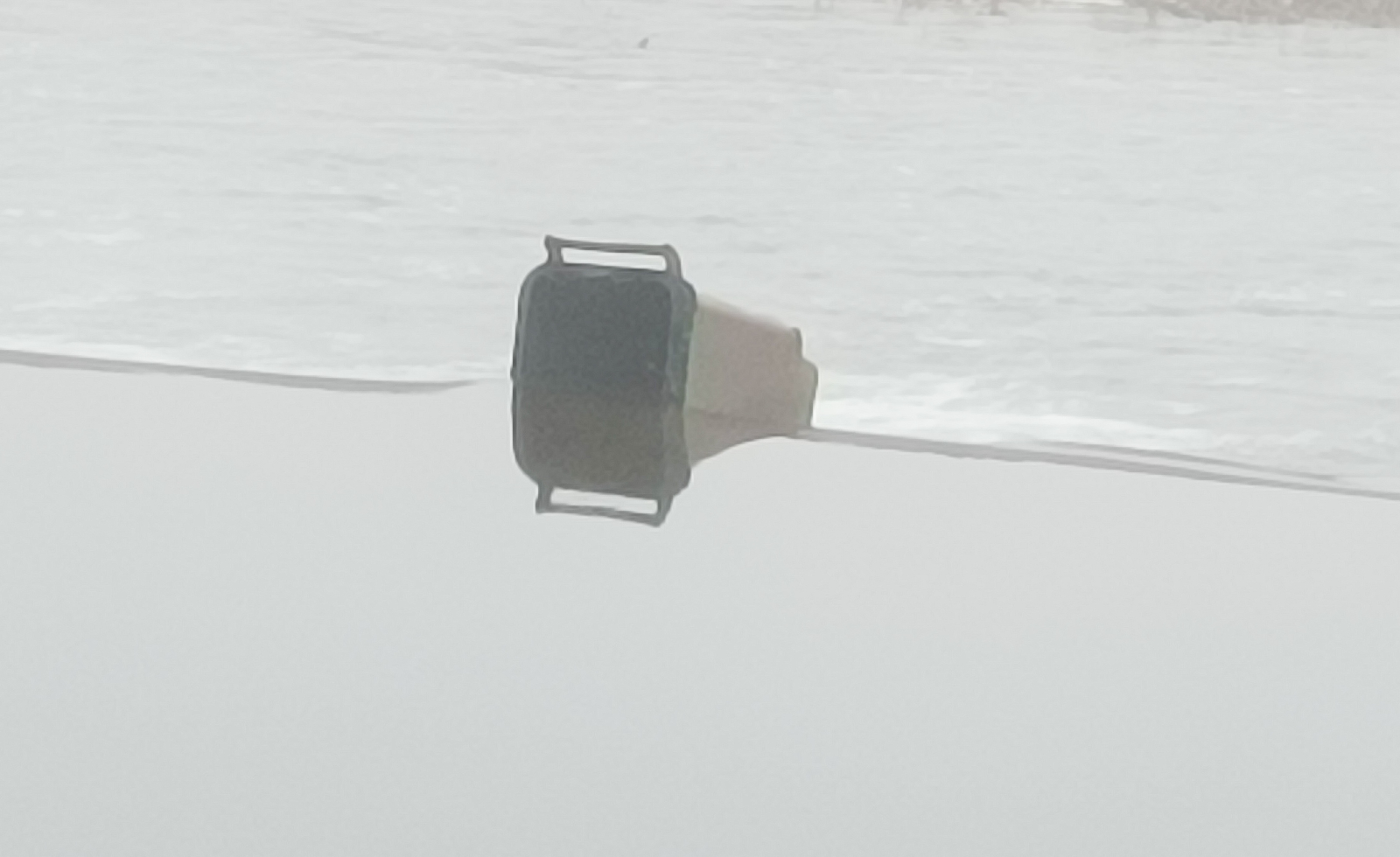 Varado en la presa de La Pesquera un cubo de basura arrojado al río