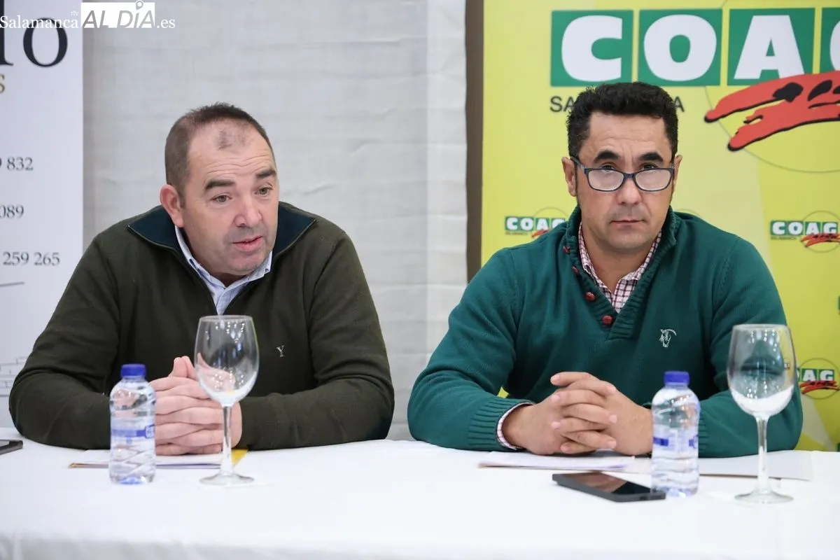 Rueda de prensa, este viernes, de las tres organizaciones agrarias, Asaja, COAG y UPA, en Salamanca. Foto de David Sañudo
