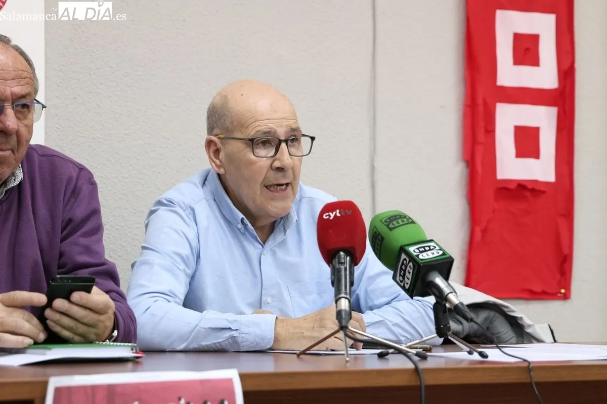Rueda de prensa de los representantes de pensionistas y jubilados de UGT Salamanca de CCOO Salamanca. Foto de David Sañudo