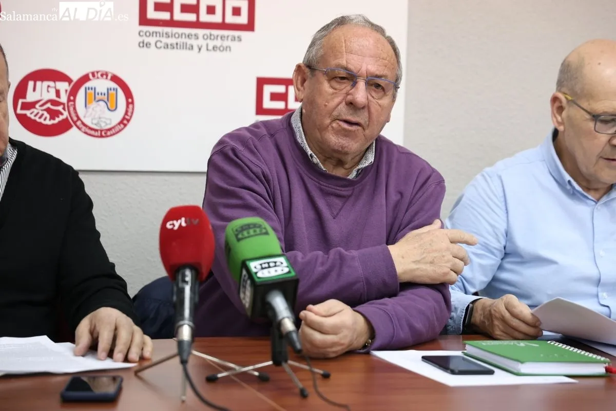 Rueda de prensa de los representantes de pensionistas y jubilados de UGT Salamanca de CCOO Salamanca. Foto de David Sañudo