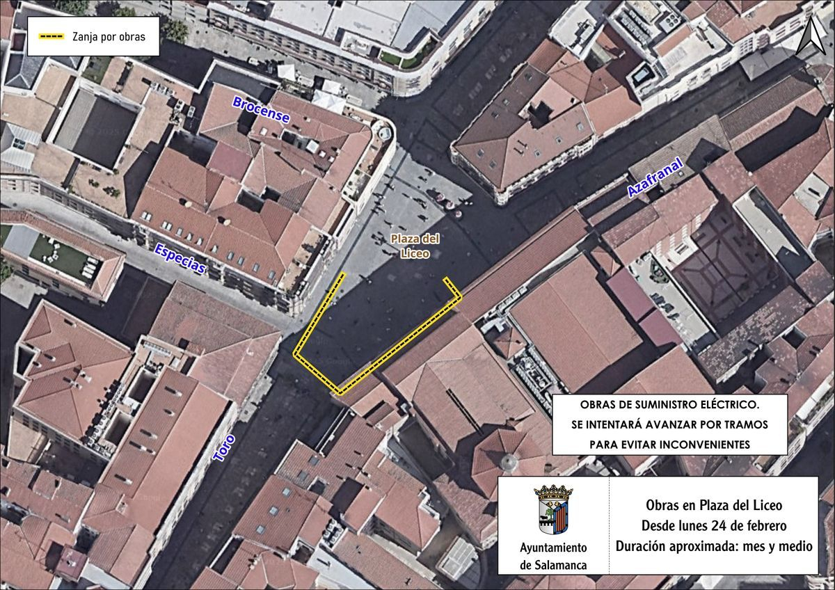 Obras en la plaza del Liceo, en Salamanca