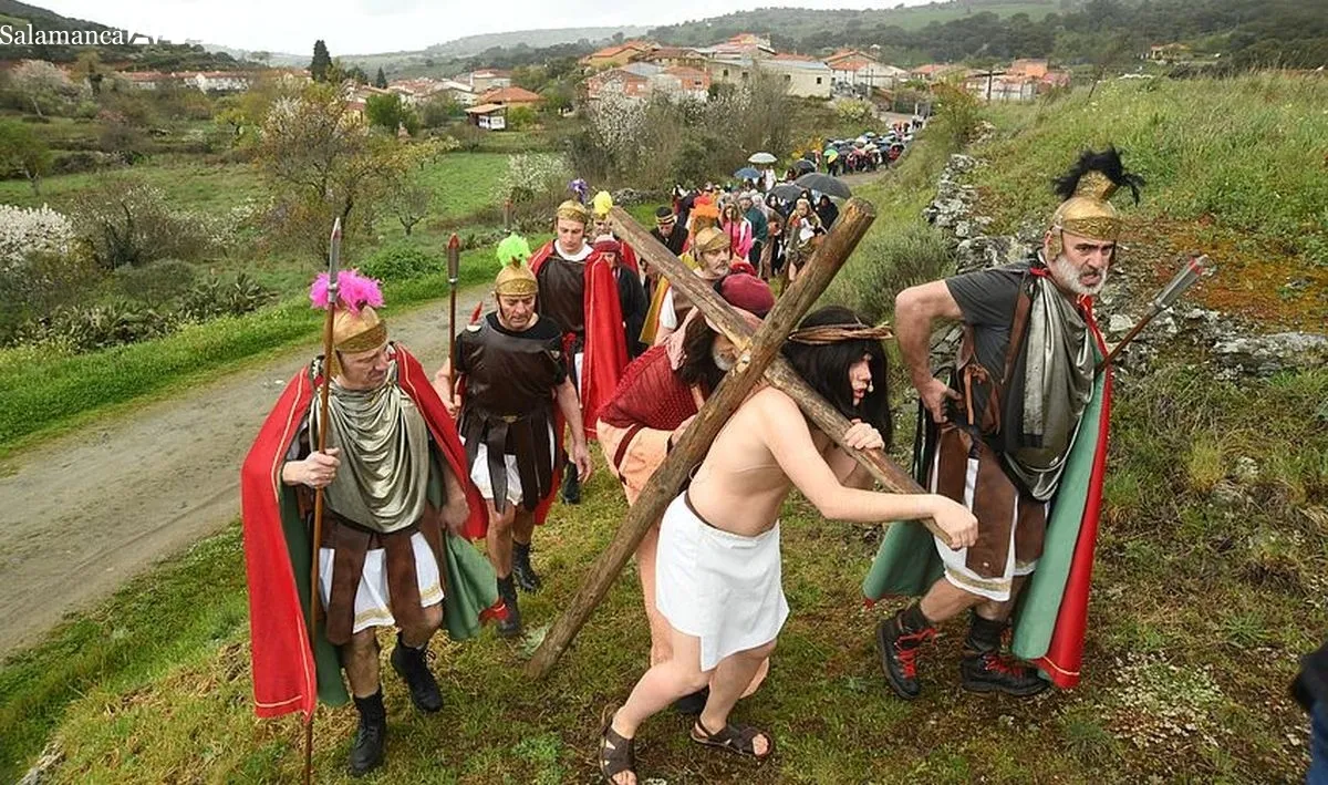 La Pasión Viviente en Serradilla del Arroyo. Foto de archivo