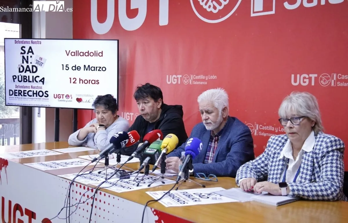 Presentación en Salamanca de la manifestación del 15 de marzo en defensa de la sanidad pública, que se hará en Valladolid. Foto de David Domínguez