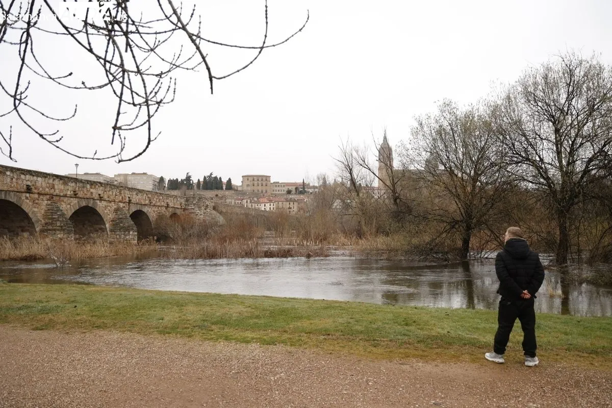 Crecida del río Tormes a su paso por Salamanca. Foto de David Sañudo