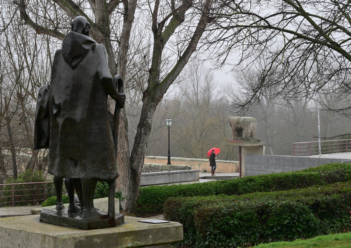 Estatua del Lazarillo, al fondo el Verraco