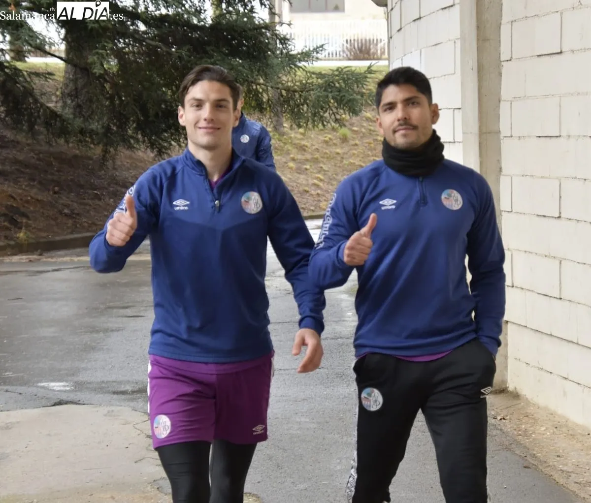 Jugadores del Salamanca UDS tras la sesión de gimnasio y recuperación de este martes