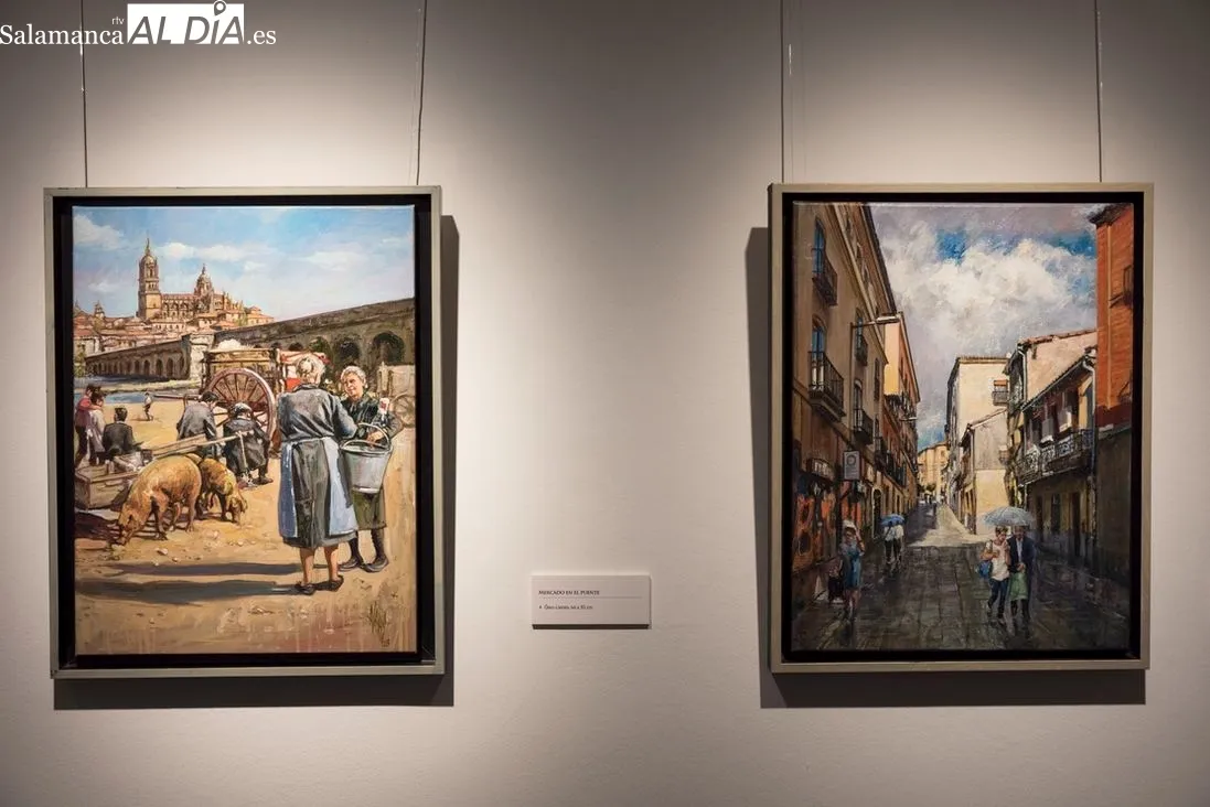 El pintor Antonio Varas de la Rosa ante sus obras en la Torre de los Anaya | Fotos: Carmen Borrego 