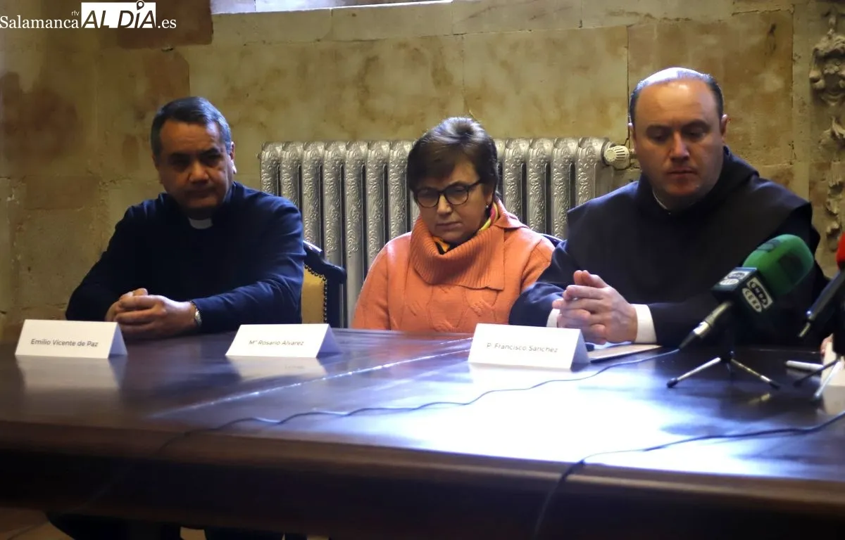 Rueda de prensa de este miércoles en la Casa de la Iglesia de Salamanca. Foto de Ángel Puma