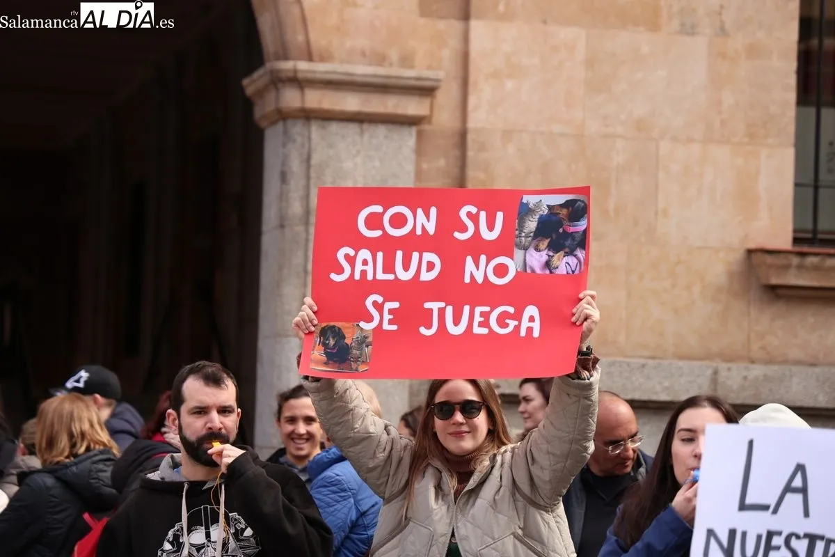 Profesionales salmantinos se manifiestan contra la normativa del medicamento veterinario. Foto de David Sañudo