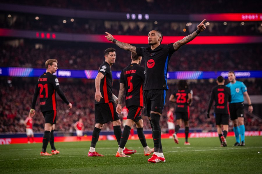 Raphinha da luz al Barça en Lisboa y Szczęsny deja en ventaja la eliminatoria contra el Benfica (0-1)