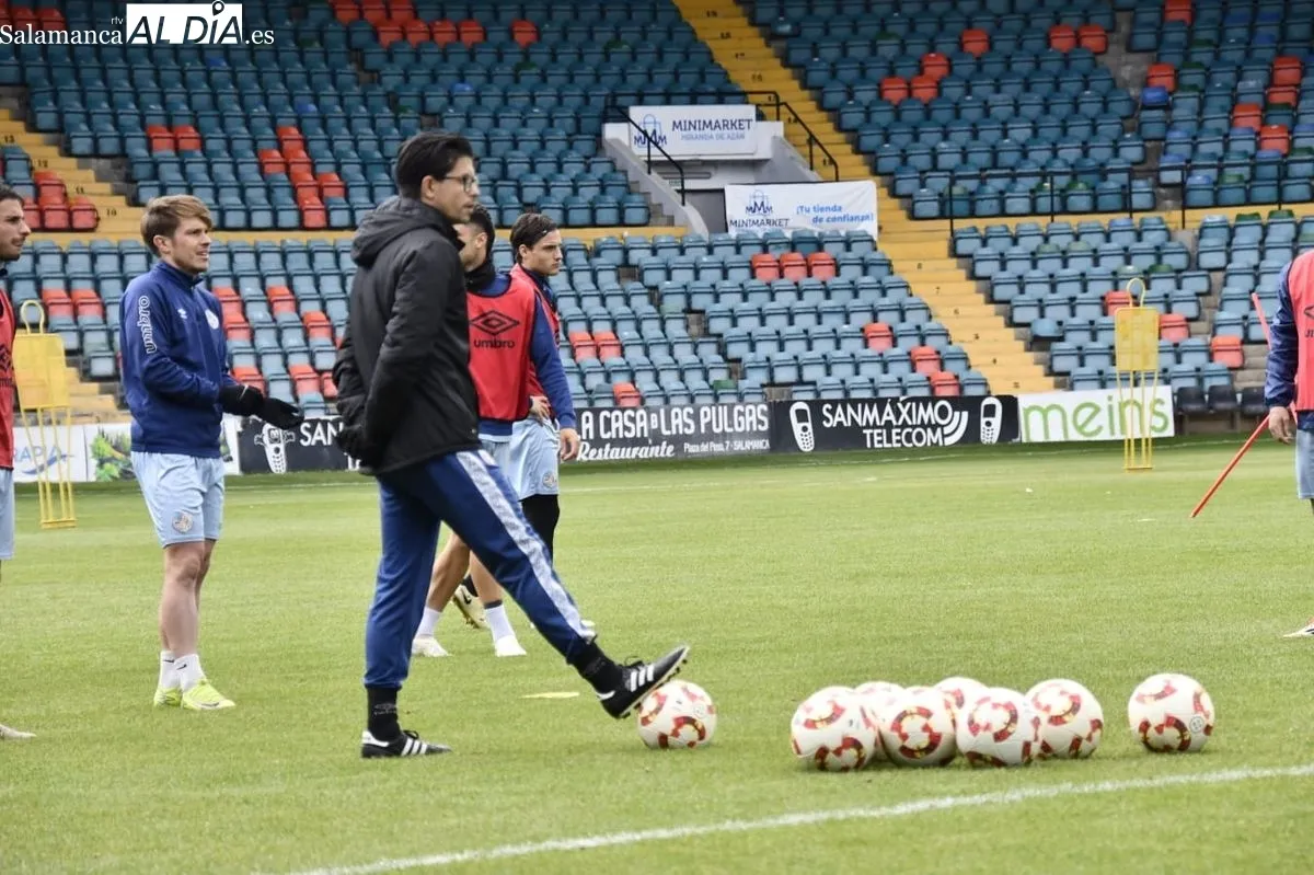 Entrenamiento del Salamanca UDS este martes en el estadio Helmántico