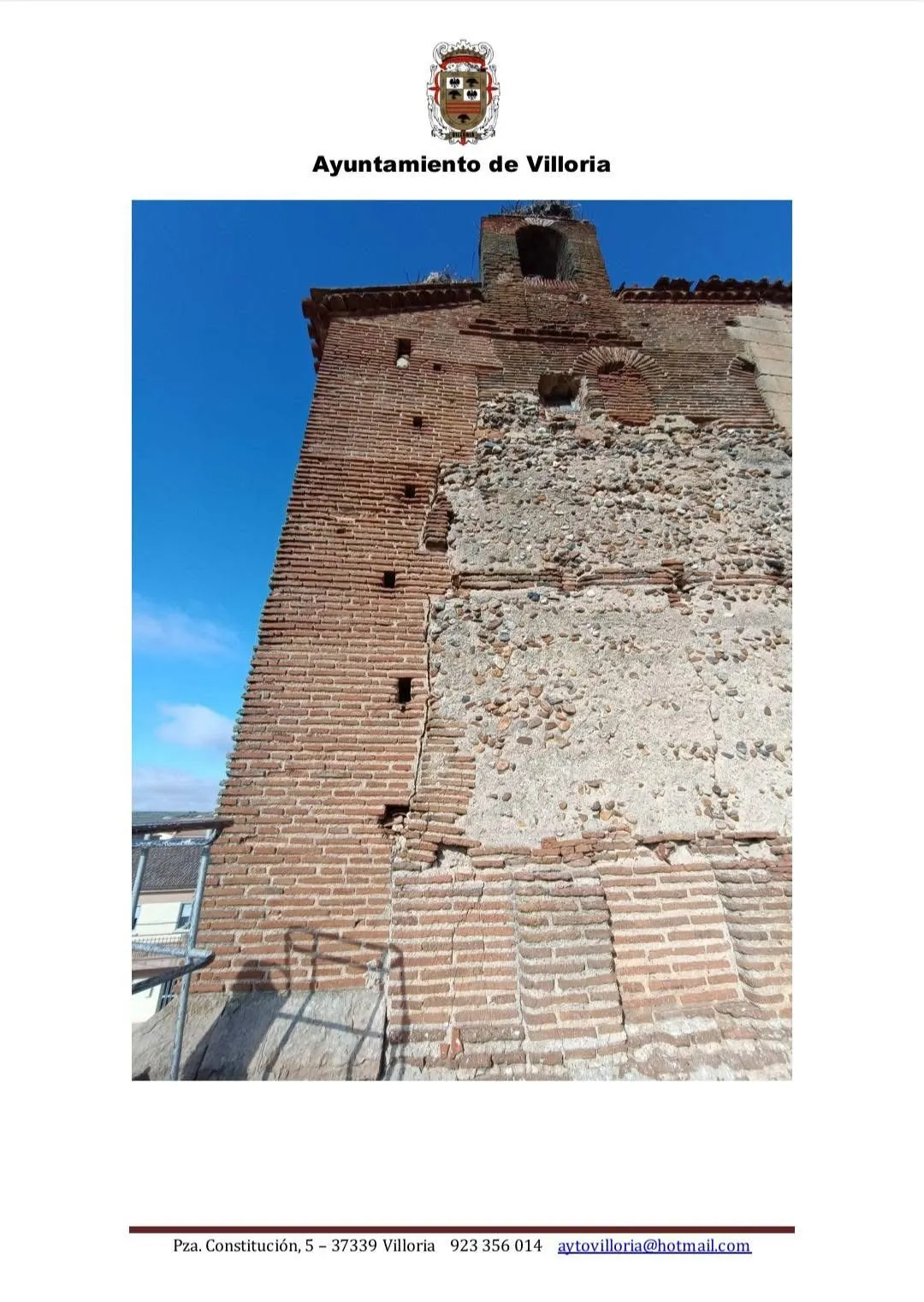 Foto 2 - Villoria lleva a la Junta un S.O.S de la torre de su iglesia parroquial e impulsa la protecci&oacute;n del Via Crucis de hombres y el Azud de Riolobos