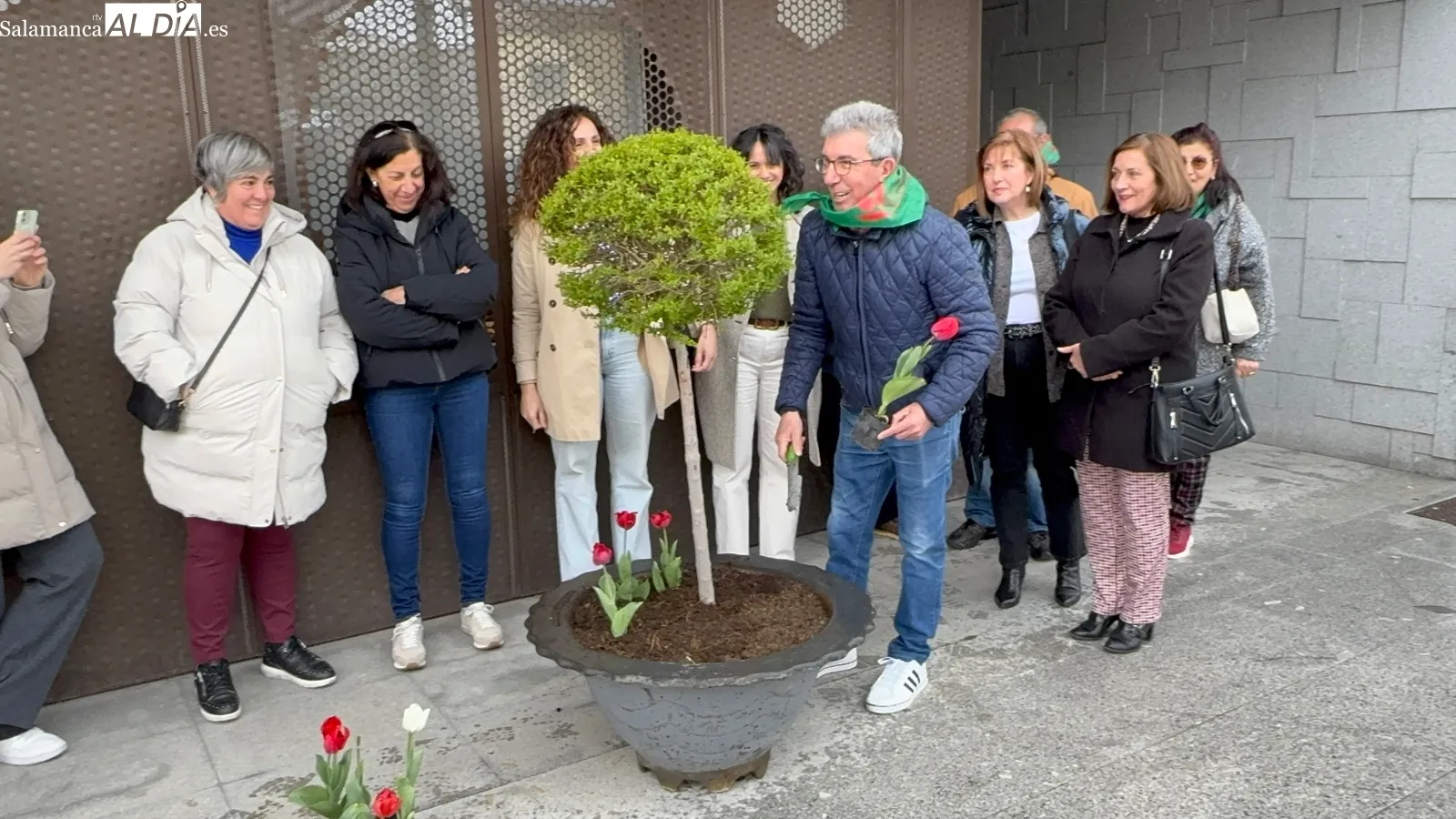 Foto 4 - Tulipanes rojos en Pe&ntilde;aranda para conmemorar el D&iacute;a Mundial del P&aacute;rkinson