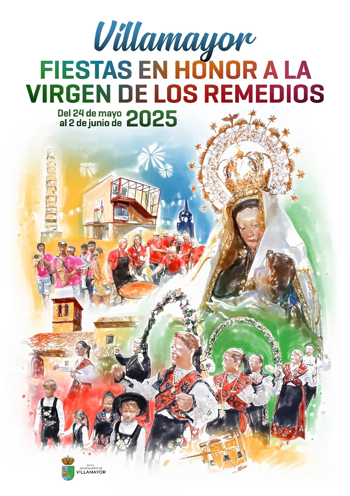 El jurado con el diseño de Rubén Alessandro Lucas, ganador del cartel de las Fiestas de Villamayor  