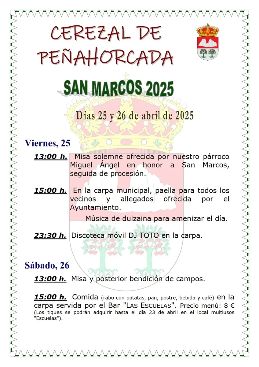Foto 2 - Cerezal de Pe&ntilde;ahorcada ya tiene preparadas sus fiestas patronales en honor a San Marcos 