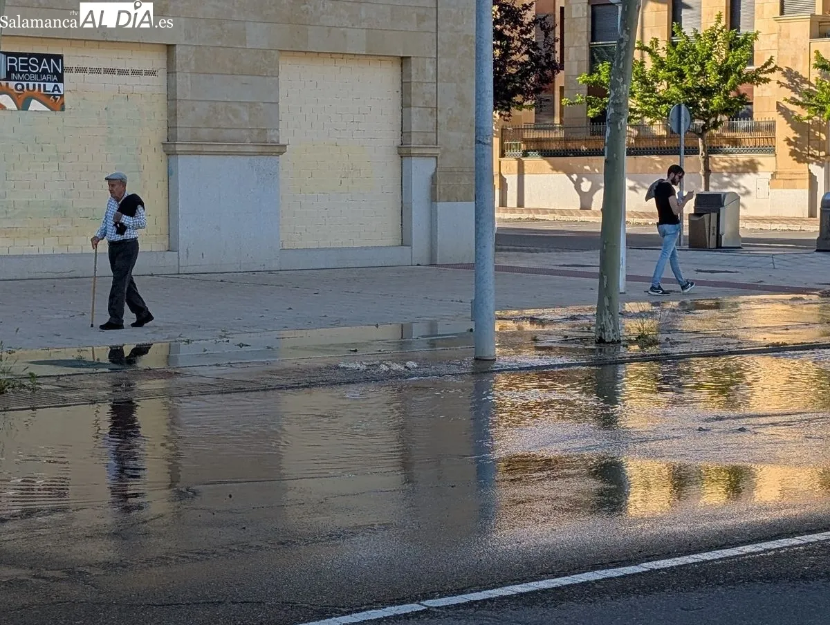 Imágenes de la avenida de San Agustín tras el reventón de una tubería de agua. Fotos: David Sañudo