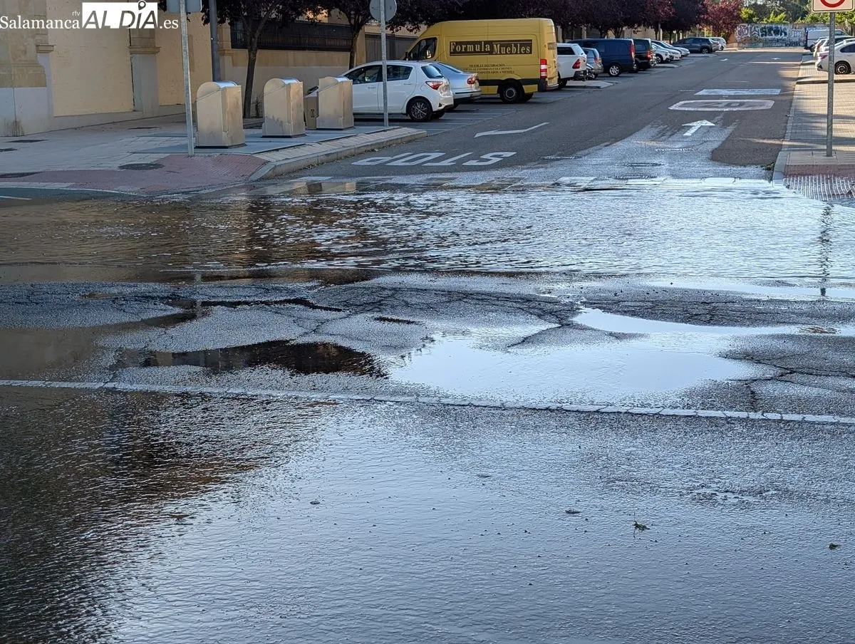 Imágenes de la avenida de San Agustín tras el reventón de una tubería de agua. Fotos: David Sañudo
