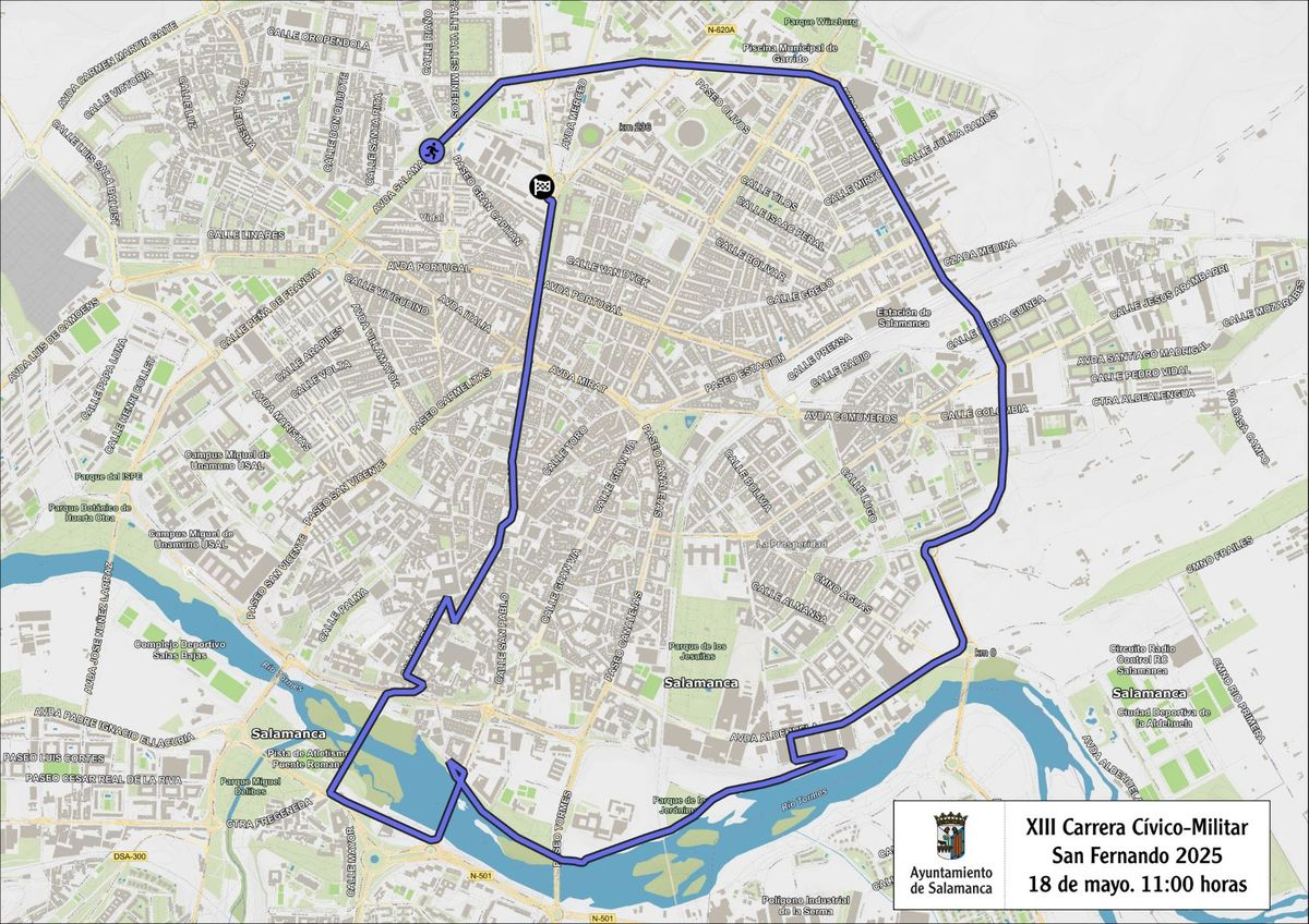 Cortes tráfico Salamanca 18 mayo por carrera San Fernando
