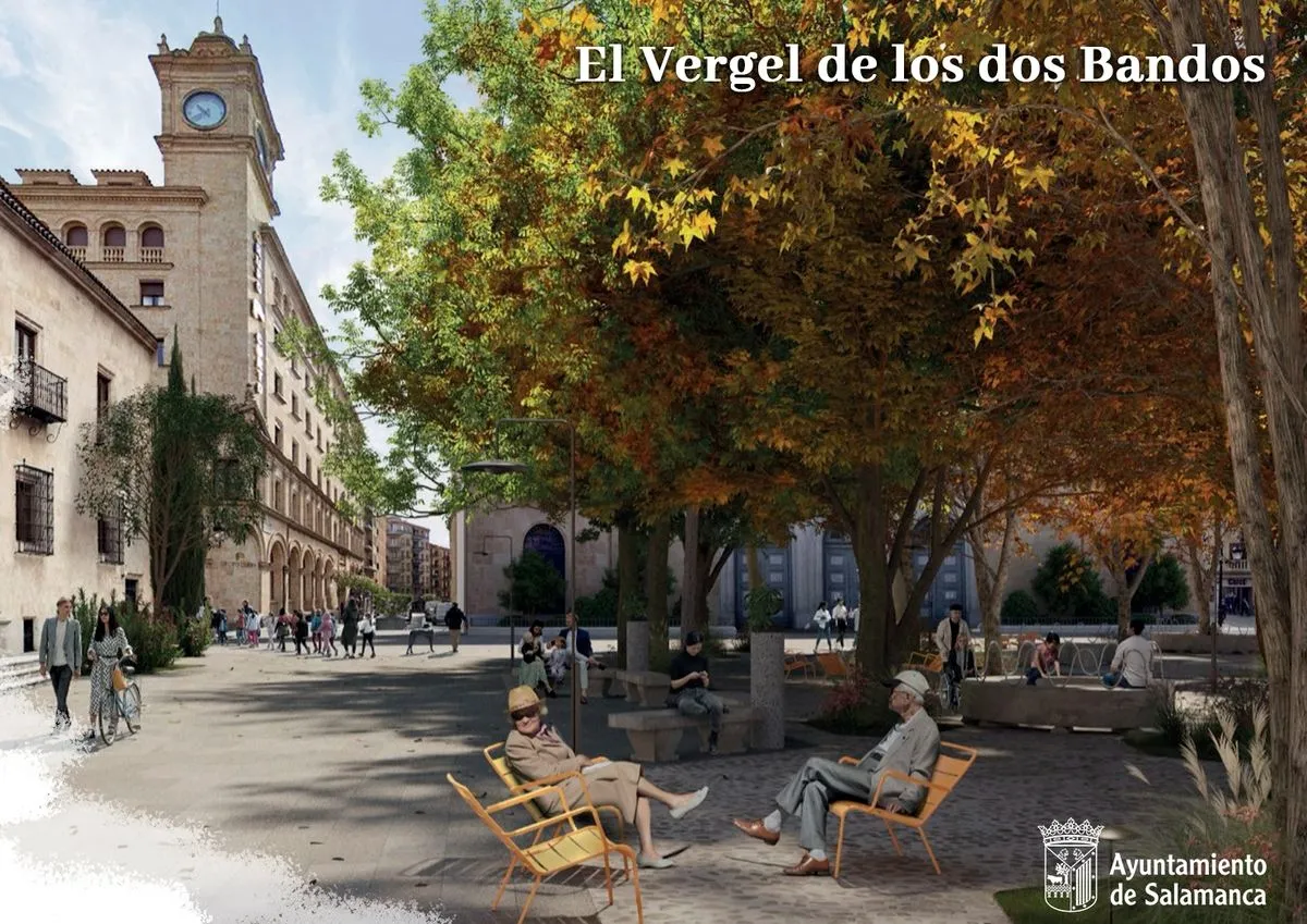 Recreación de la plaza de Los Bandos según el proyecto previsto para su reforma