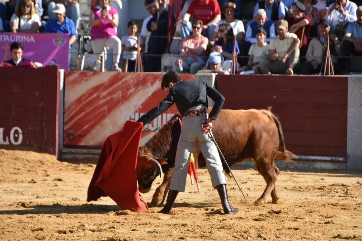 Clase práctica en homenaje al 40° aniversario de la Escuela Taurina de Salamanca en la plaza de toros de Guijuelo