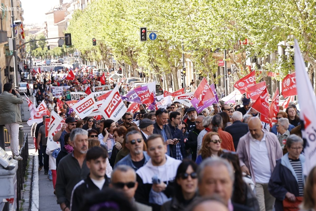 VÍDEO Y FOTOS | Manifestación 1 de mayo en Salamanca: UGT y CCOO exigen reducir jornada