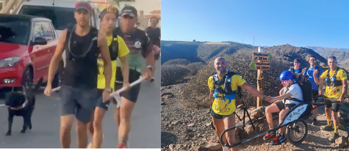 Daniel Anaya, atleta ciego, corre la Traiña Trail nocturna