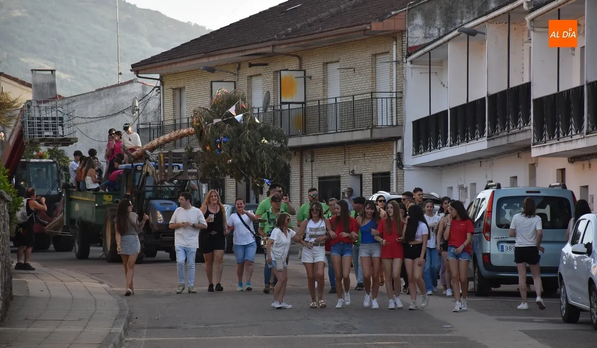 Foto 5 - El Payo estalla en fiestas izando de forma minuciosa una espectacular viga de 23 metros