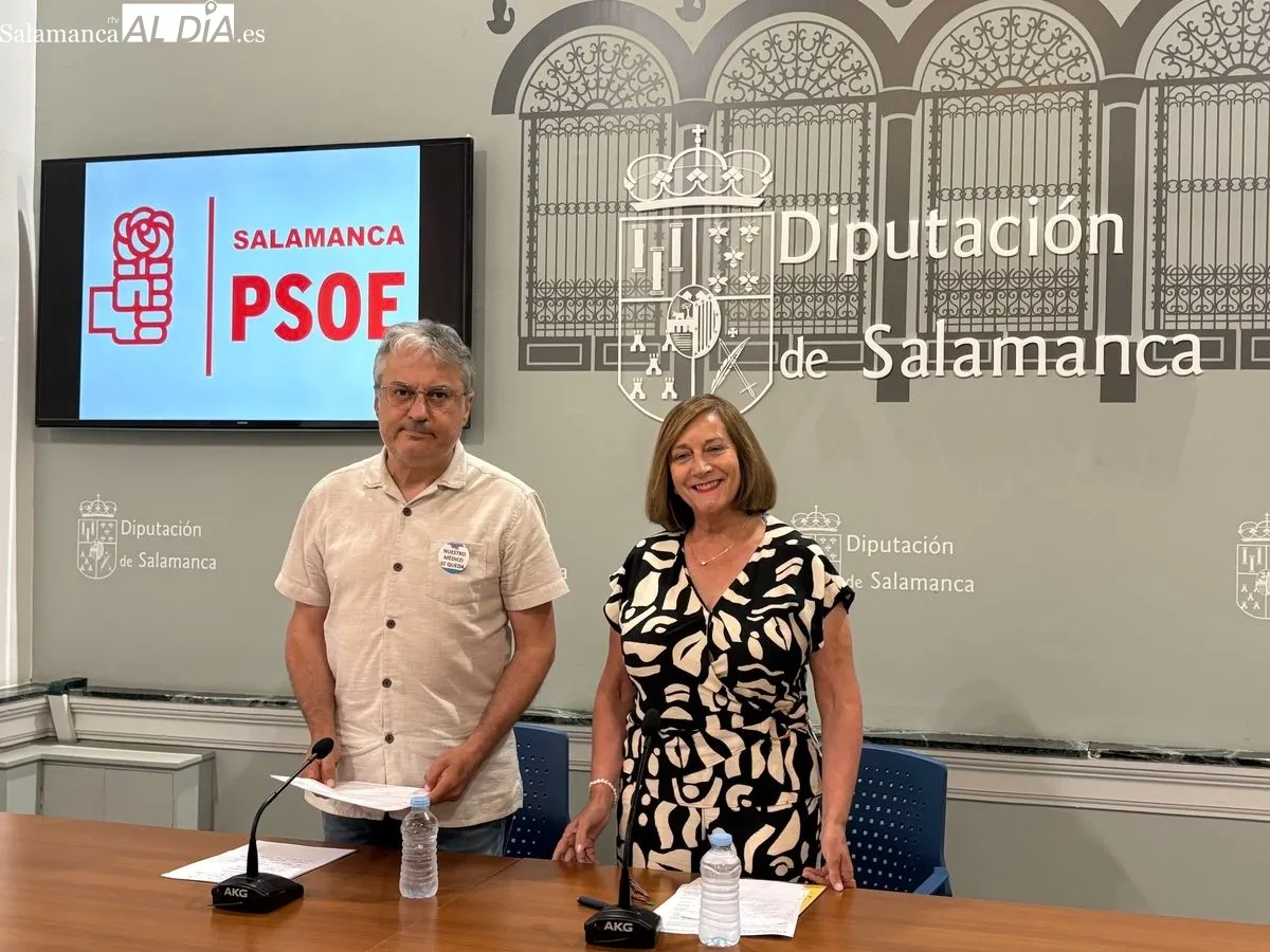 Fernado Rubio y Carmen Ávila en la rueda de prensa en la Diputación de Salamanca