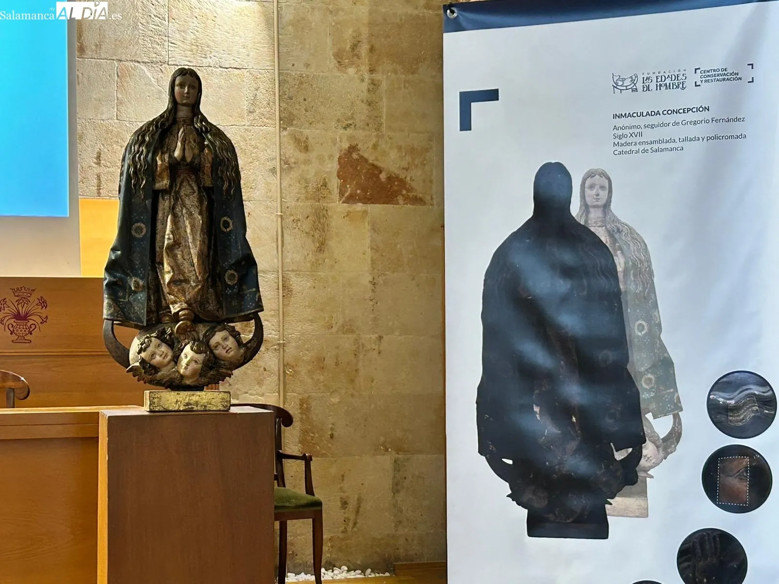 La Inmaculada 'ahumada' de la Catedral de Salamanca recupera su luz y policromía tras seis meses de restauración | FOTOS: Elena Rodríguez  