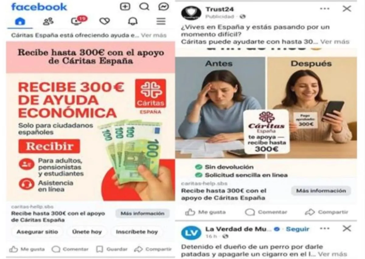 Captura de Pantalla de las campañas fraudulentas