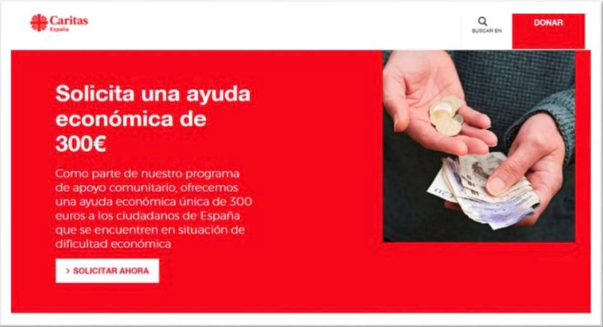 Cáritas advierte una estafa en la que suplantan su identidad 