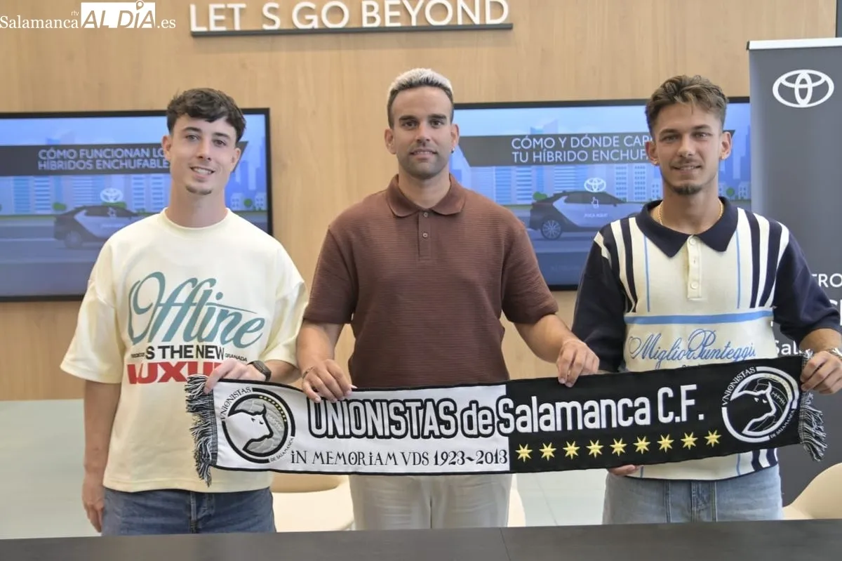 Presentación del lateral Gabri Palmero y el mediocentro Juanje Rodríguez, nuevos jugadores de Unionistas