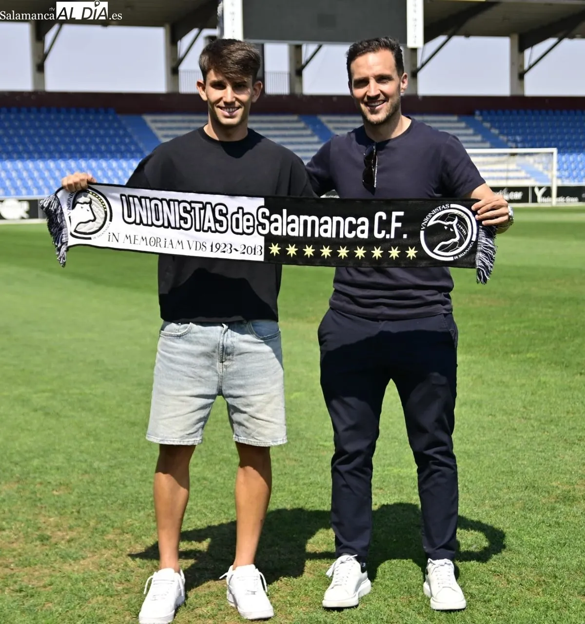 Foto 3 - Aar&oacute;n Pi&ntilde;&aacute;n y Juanma Valent&iacute;n, presentados como nuevos jugadores de Unionistas de Salamanca