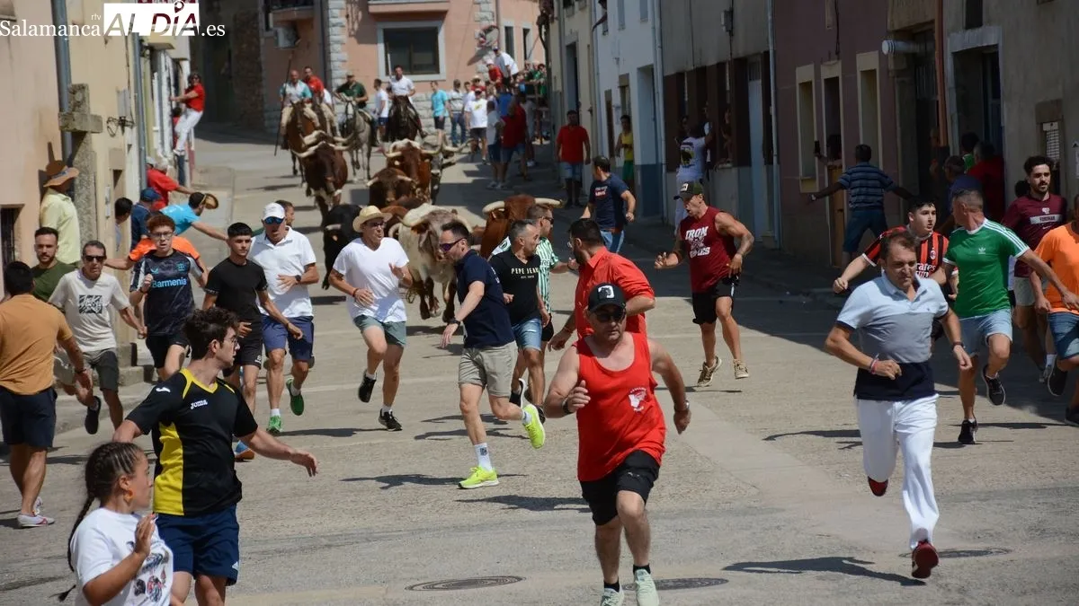 Foto 3 - El primer encierro a caballo de las fiestas de Toros de Lumbrales atrae a numeroso p&uacute;blico