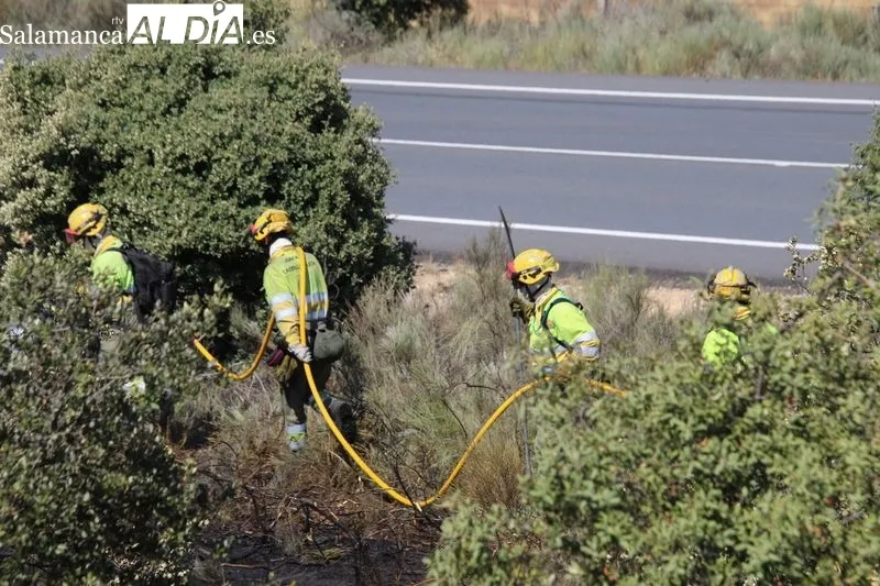 Foto 6 - Un incendio en una finca de Terradillos moviliza un amplio despliegue a&eacute;reo y terrestre