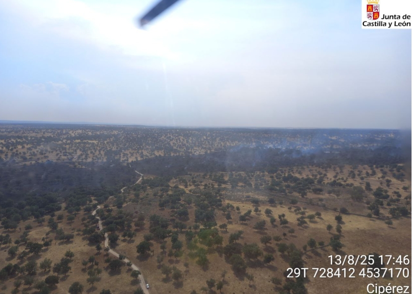 Incendio en Cipérez: activo un fuego forestal de nivel 1