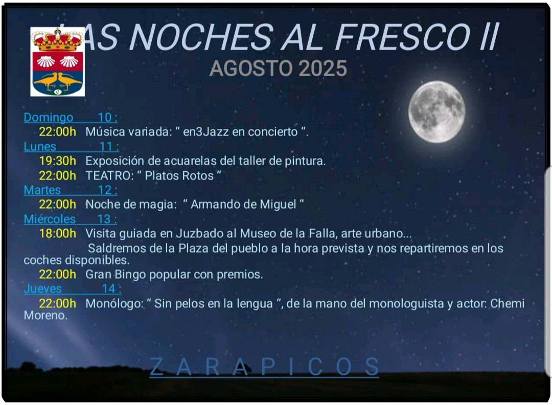 Programa cultural Noches al Fresco en Zarapicos