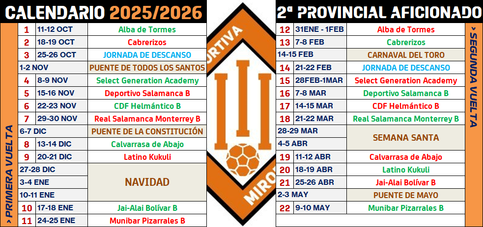 La UD Mirobrigense ya conoce su calendario liguero 25/26, con 20 partidos en 22 jornadas