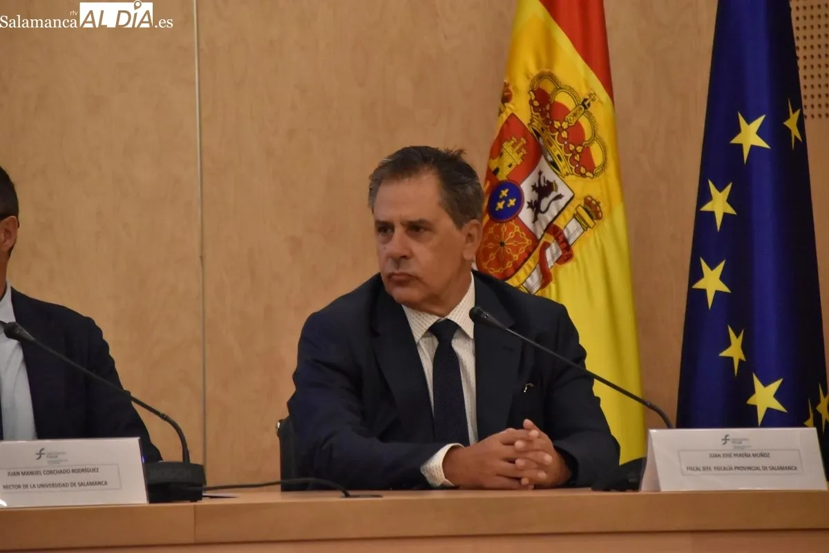 Juan José Pereña Muñoz, fiscal jefe de la Fiscalía provincial de Salamanca, en la Junta de delegados de la Fiscalía Especial Antidroga. Foto de Vanesa Martins