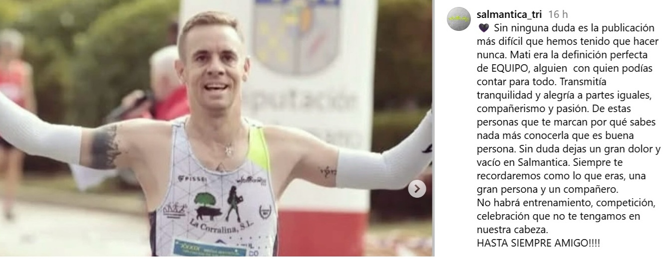 Luto en el deporte salmantino por el fallecimiento de Mati, del Club Salmantica Triatlón