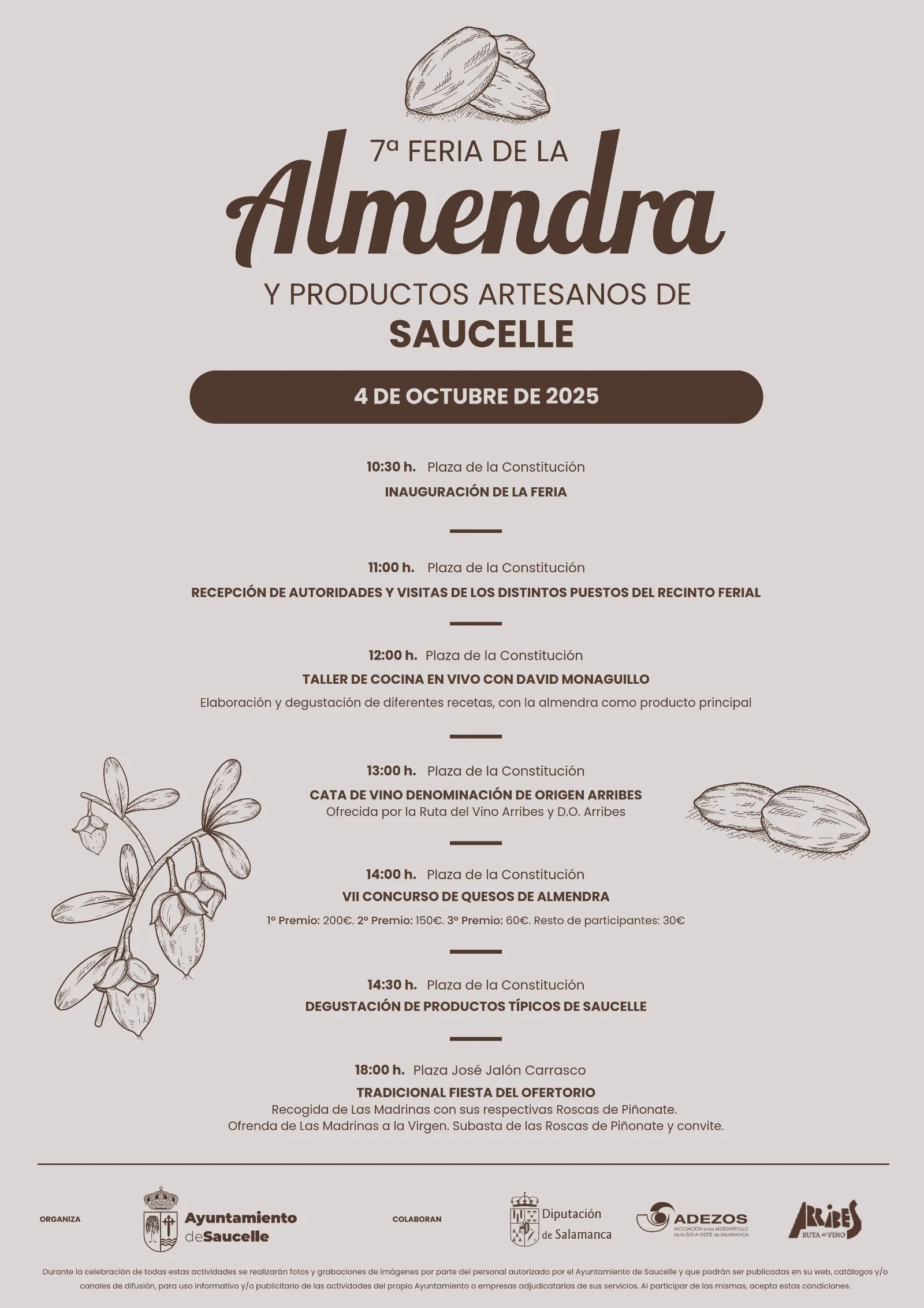 Foto 2 - Saucelle celebrar&aacute; su VII Feria de la Almendra con catas, cocina en vivo y un concurso de quesos