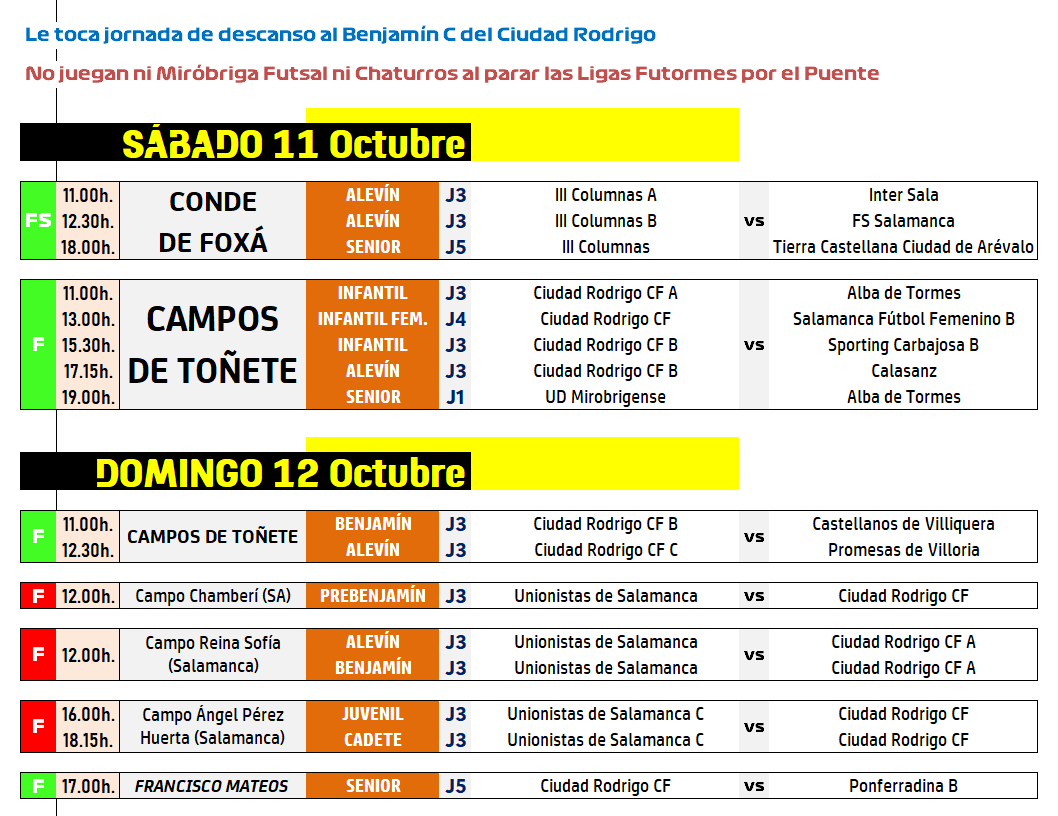 /AD 11-12 OCT/ La UD Mirobrigense debuta dentro de un sábado de mucho deporte en Ciudad Rodrigo