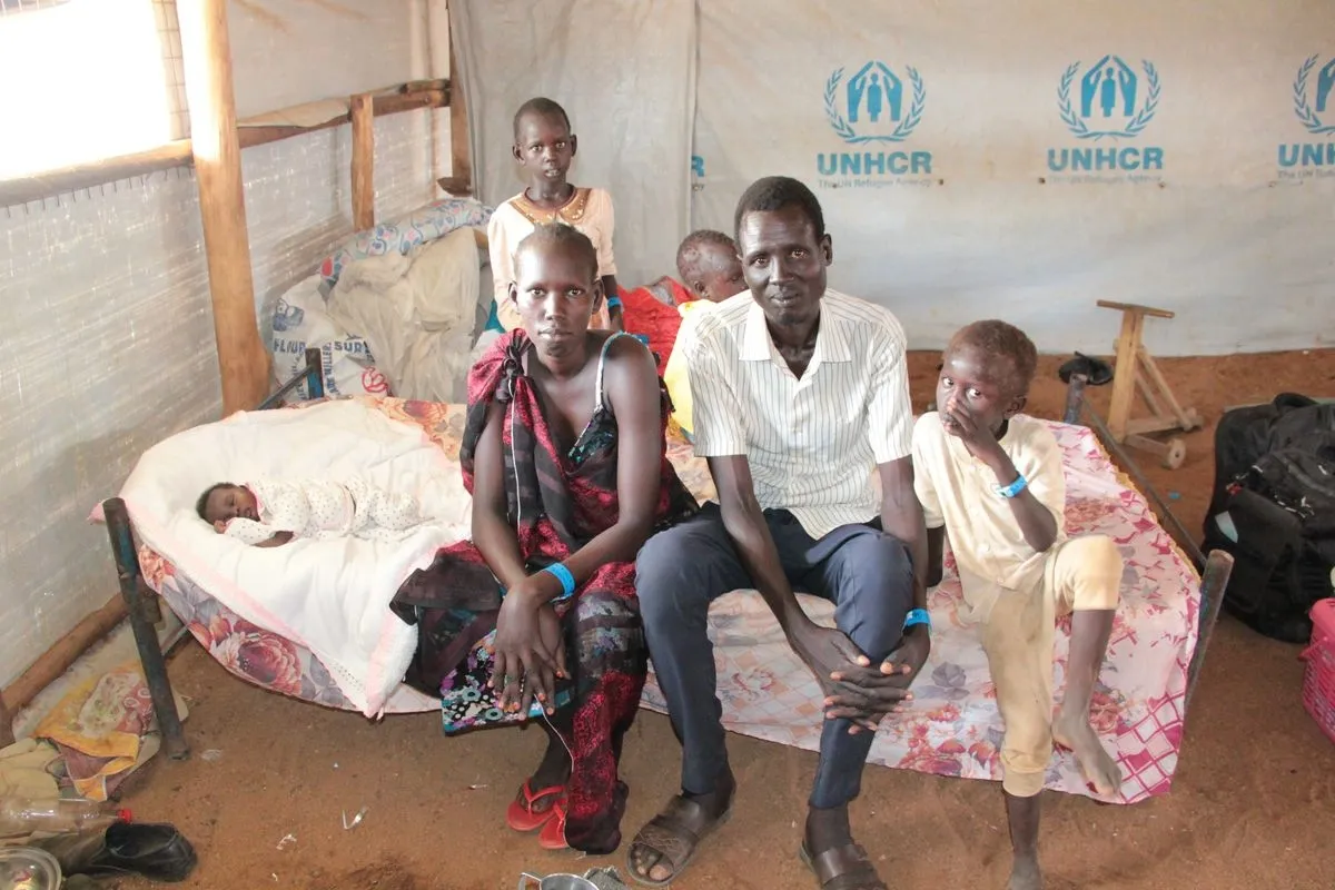 Una familia sursudanesa refugiada