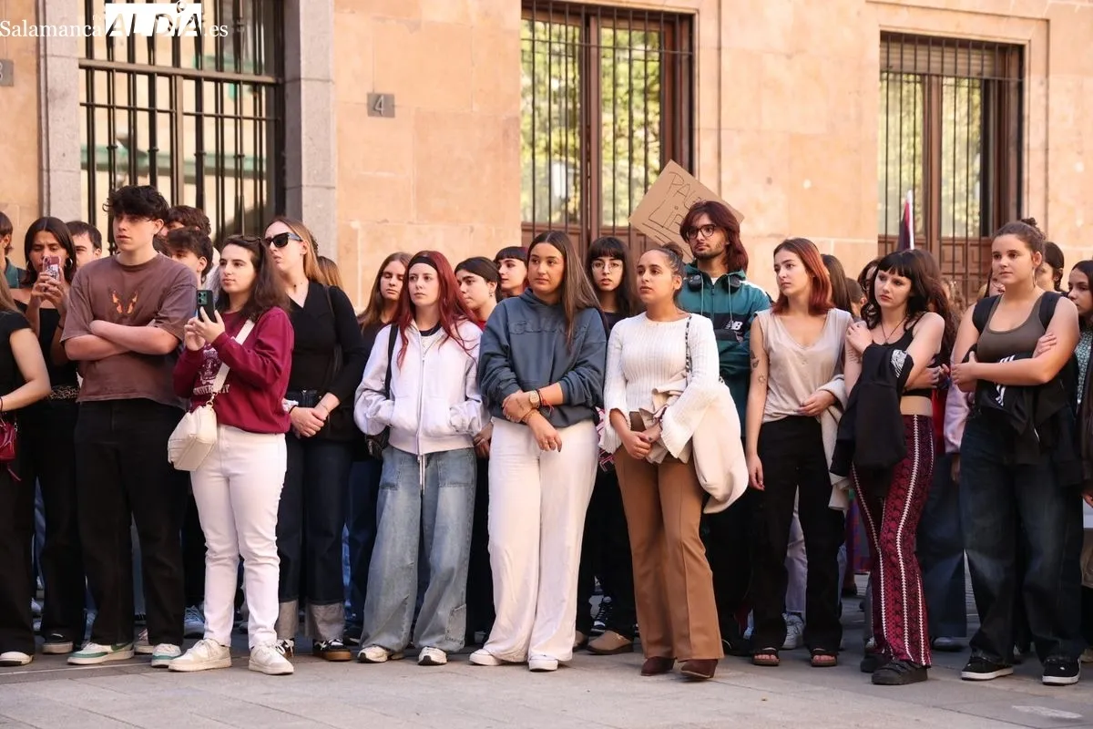 Manifestación de estudiantes en Salamanca contra el genocidio del pueblo palestino. Foto de David Sañudo