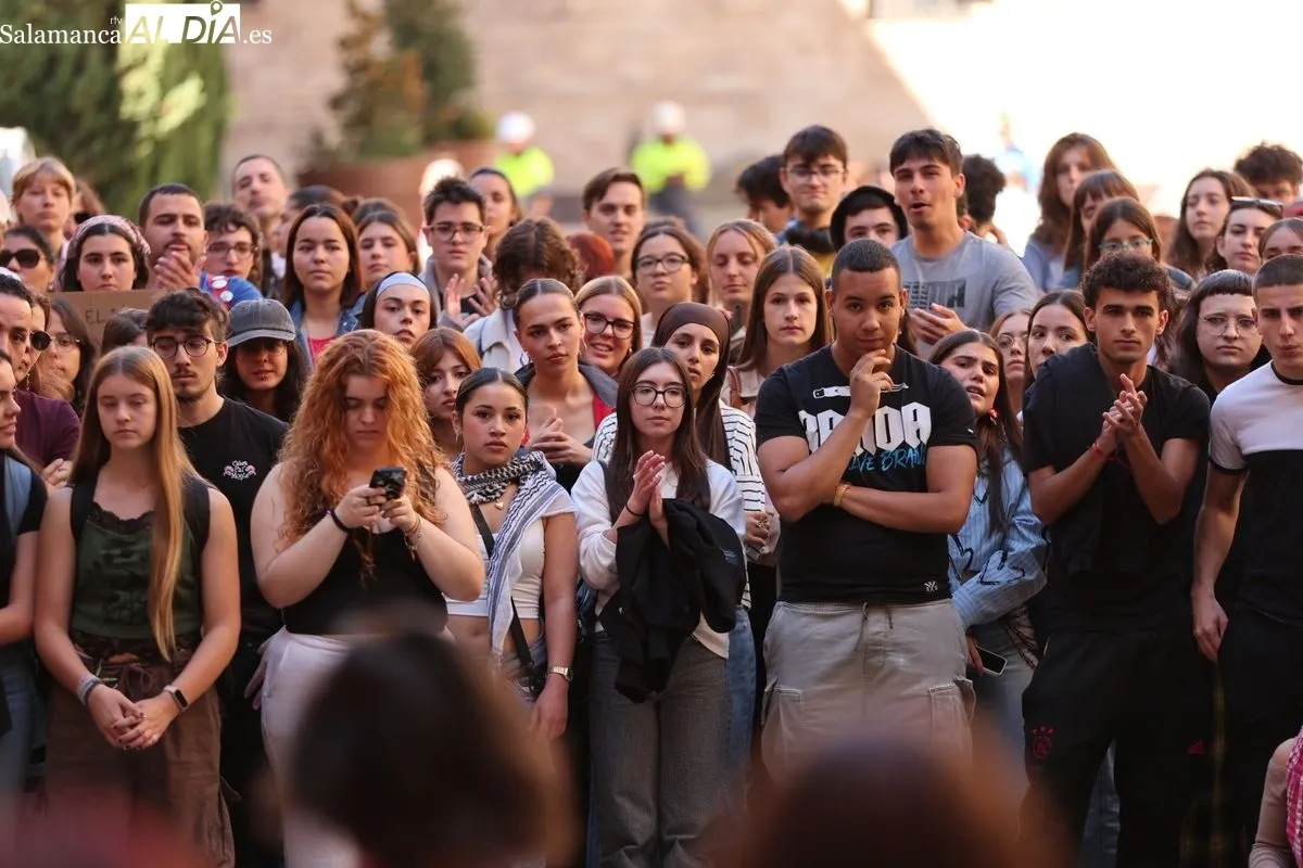 Manifestación de estudiantes en Salamanca contra el genocidio del pueblo palestino. Foto de David Sañudo