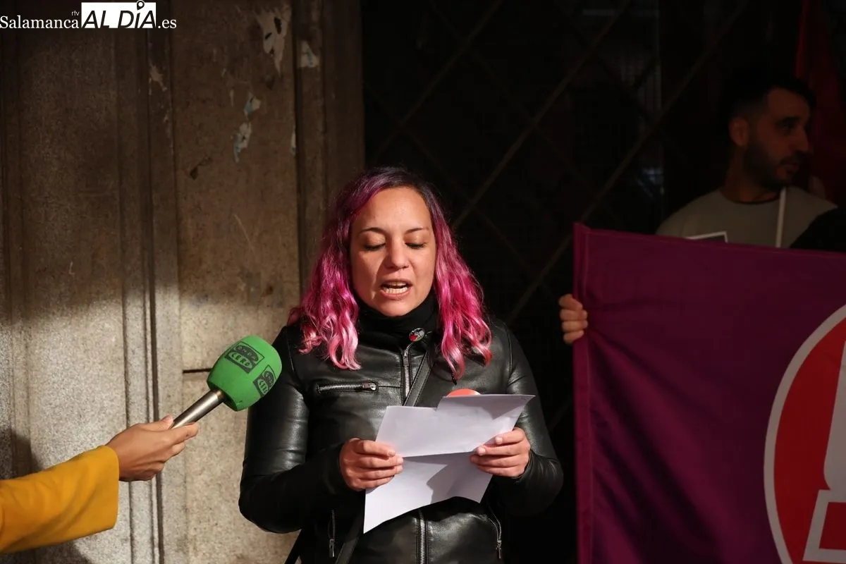 Movilización de UGT Salamanca que pide que la justicia internacional actúe por el genocidio en Gaza. Foto de David Sañudo