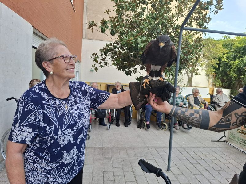 Terapia con animales exóticos en la residencia Gerialba