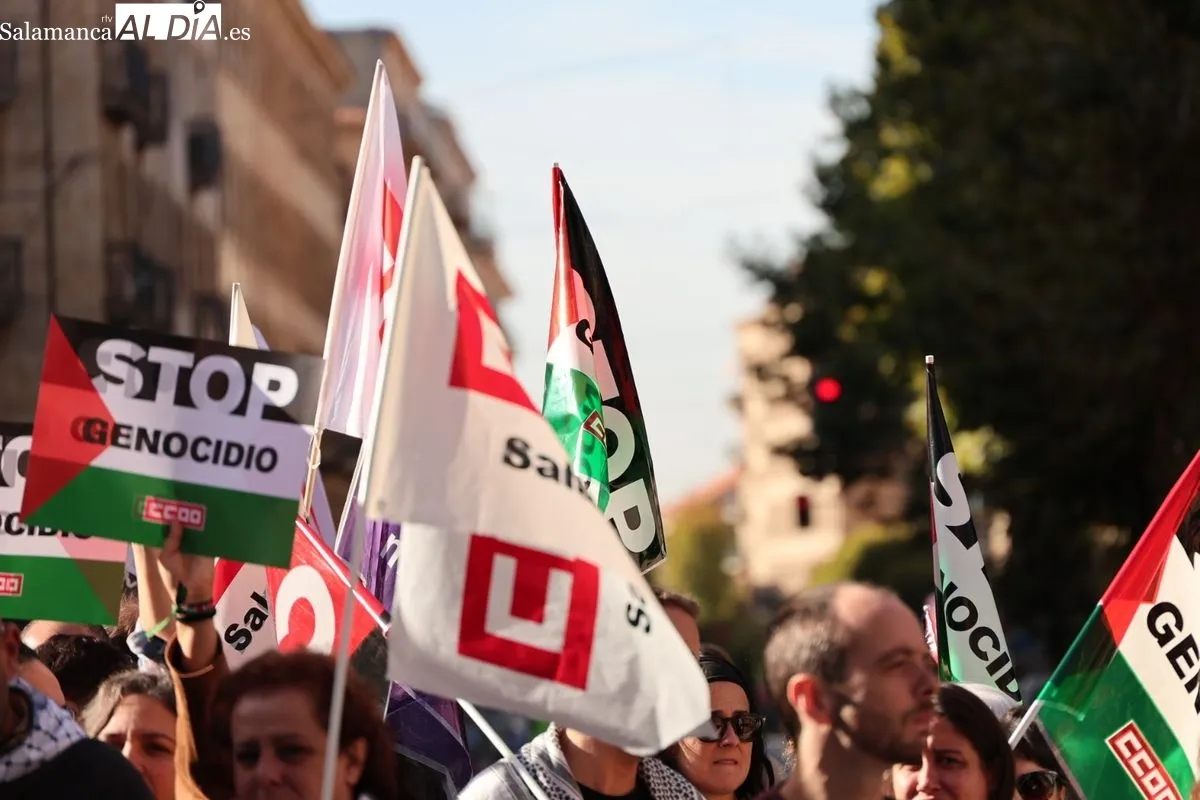 Manifestación de CCOO en la Gran Vía de Salamanca, ante la Subdelegación del Gobierno. Foto de David Sañudo